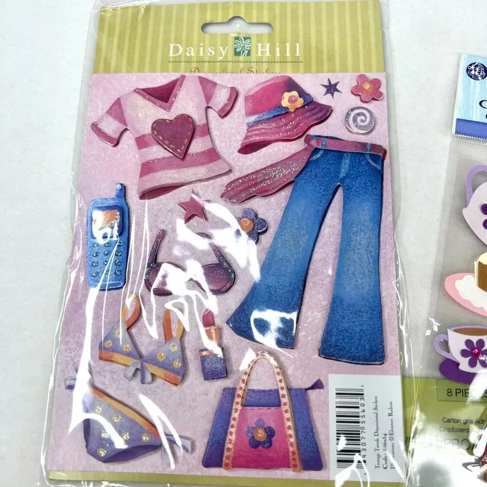 Lot of 6 Scrapbooking 3D & Glitter Sticker Sheets